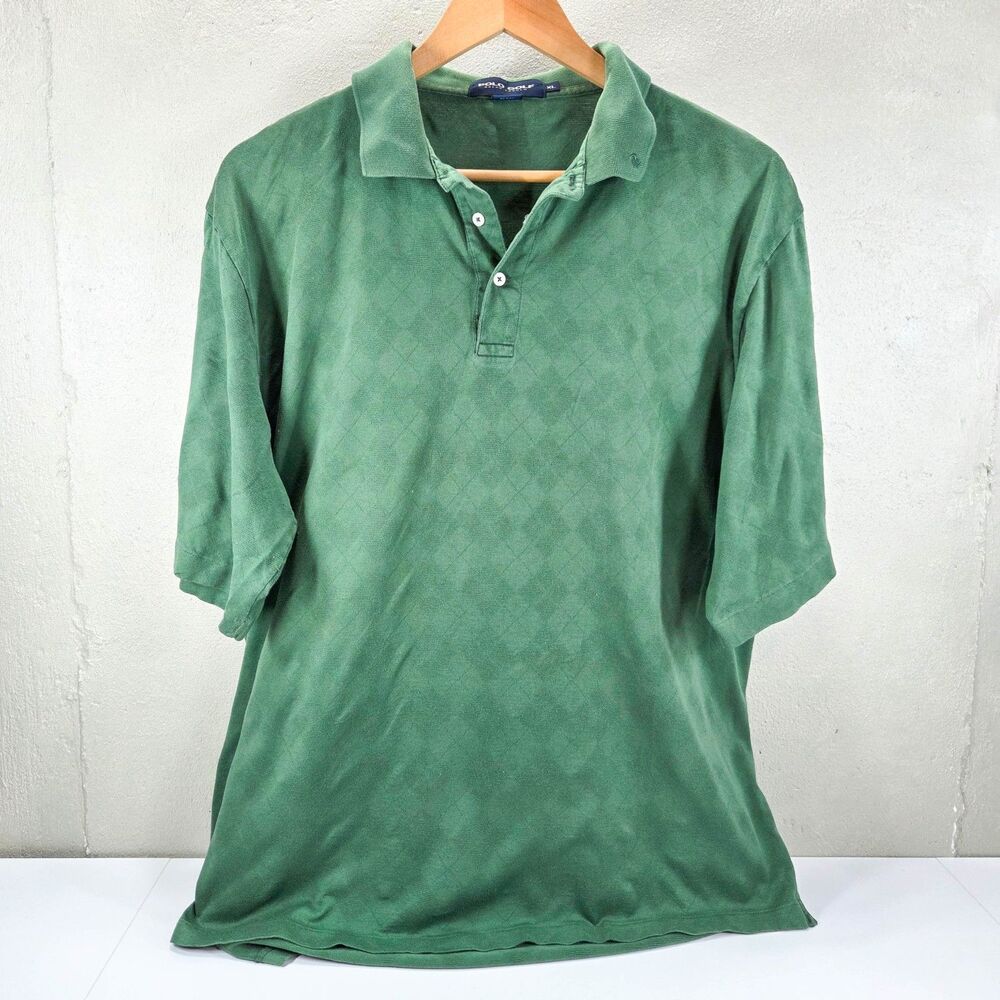 Vintage 90s Polo Golf Ralph Lauren Green Diamond Polo Shirt Sz XL